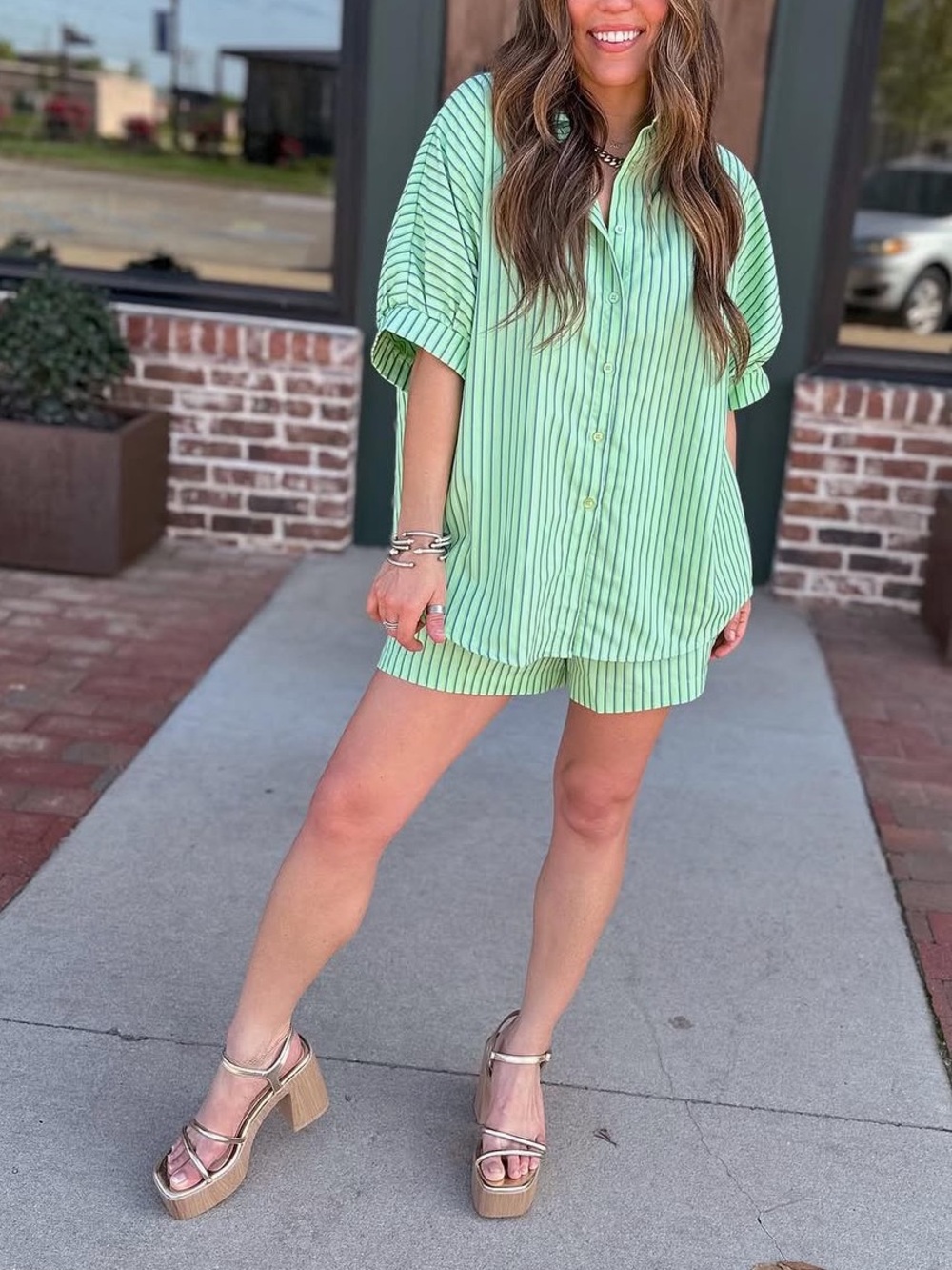 Ultramarine Matcha Striped Set